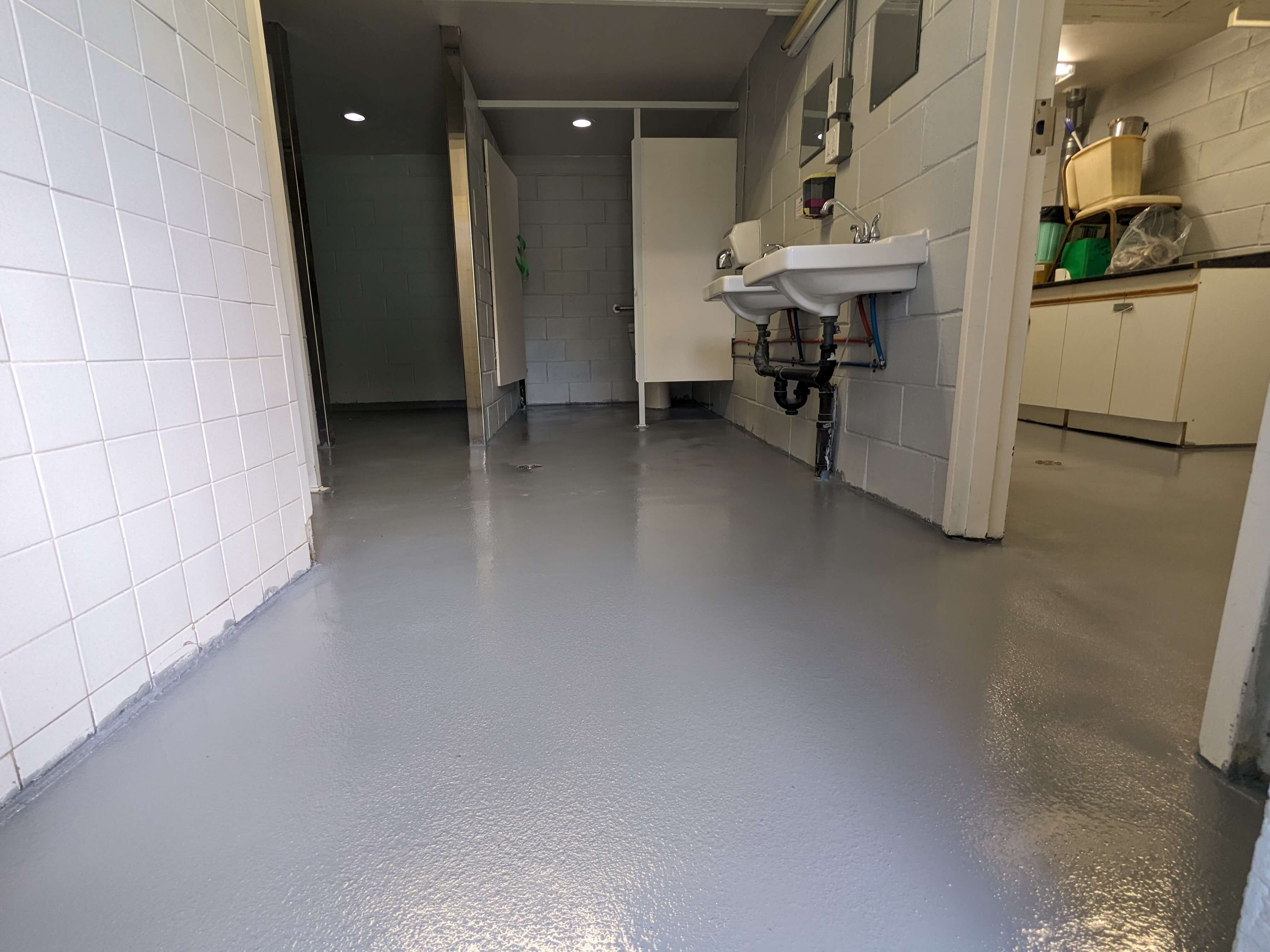 Commercial office tower epoxy flooring installation in North York high-rise building
